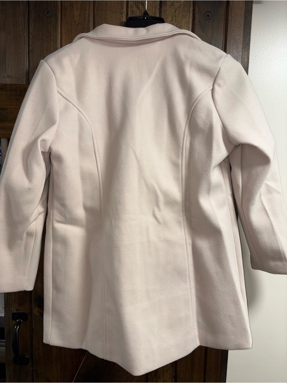 NWOT Women's Cream Single-Breasted Wool-Blend Coat - Picture 2 of 3